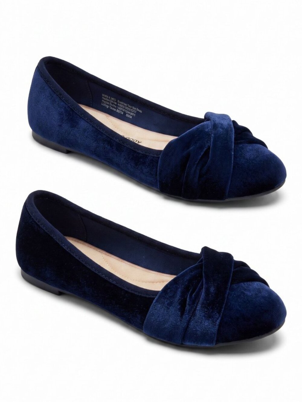 SO ✦ Navy Velvet Ballet Flats ✦ Knot Detail Added Comfort Women’s 6 Medium NWT